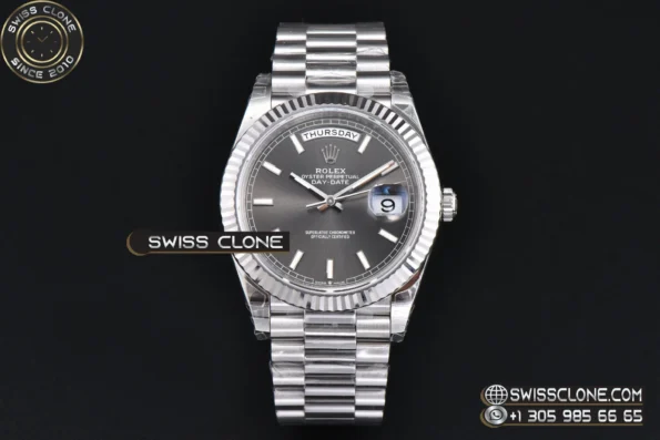 Rolex DayDate 40mm Weighted Gray Dial Lume Marker President DD3255 Super Clone