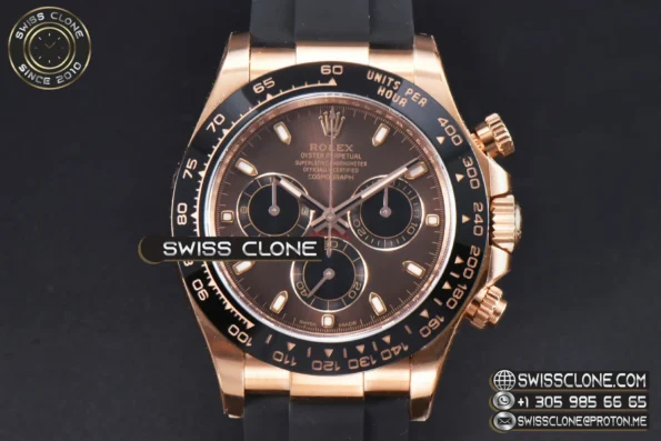 Rolex Daytona 116515 Clean 40mm Black Ceramic Bezel Brown Dial Oysterflex Rubber Super Clone