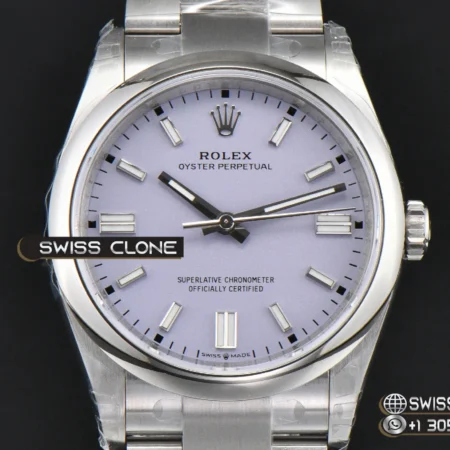 Rolex Oyster Perpetual 126000 36mm 904L Lavender Purple Dial VS3230 High Resolution View