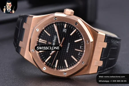 Audemars Piguet Royal Oak 15400 JF Black Dial Black Leather MY9015 High Resolution View