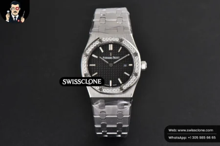 Audemars Piguet Royal Oak Ladies 33mm 8F Diamond Black Dial Quartz High Resolution View