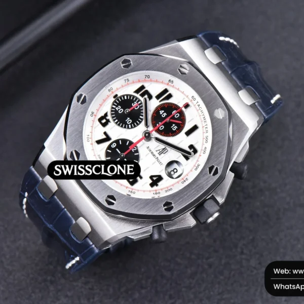 Audemars Piguet Royal Oak Offshore 26170ST JF 42mm White Dial Red Hands Black Leather High Resolution View