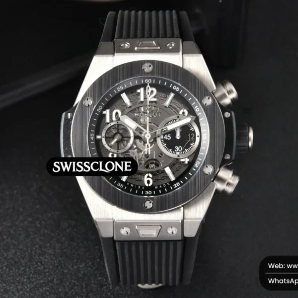 Hublot Big Bang Unico 45mm BBF Skeleton Dial Ceramic Bezel Black Rubber High Resolution View