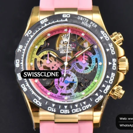 Rolex Blaken Daytona PVD Carbon 40mm GETF Skeleton Dial Pink Rubber High Resolution View