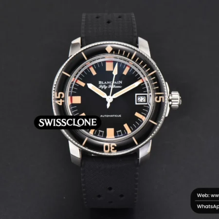 Rolex Blancpain Fifty Fathoms 5008B Barakuda 40mm GSF Black Dial Black Rubber High Resolution View