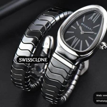 Rolex Bvlgari Serpenti Spiga 35mm Black Ceramic Black Dial Quartz High Resolution View