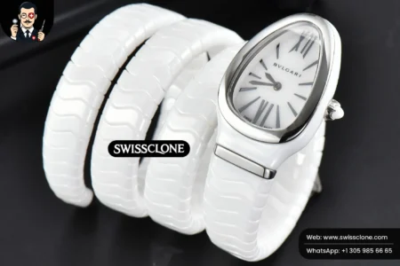 Rolex Bvlgari Serpenti Spiga 35mm Polycyclic White Ceramic White Dial Quartz High Resolution View