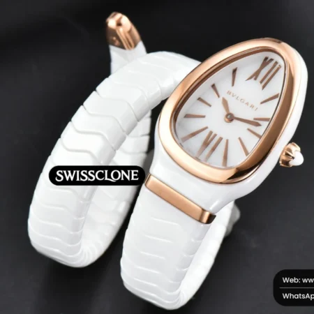 Rolex Bvlgari Serpenti Spiga 35mm White Ceramic White Dial Quartz High Resolution View