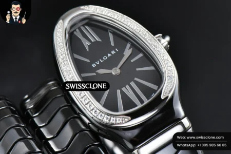 Rolex Bvlgari Serpenti Spiga 35mm Polycyclic Black Ceramic Black Dial Diamond Bezel Quartz High Resolution View