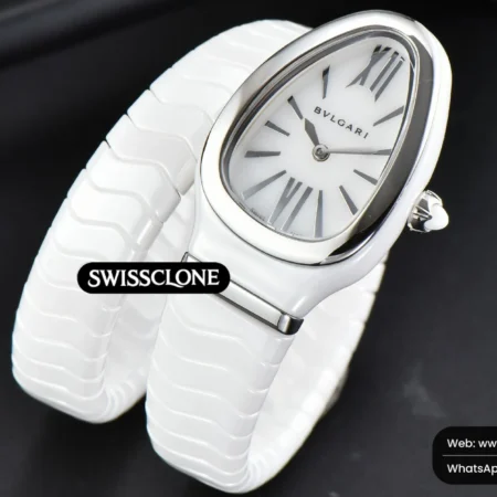 Rolex Bvlgari Serpenti Spiga 35mm White Ceramic White Dial Quartz High Resolution View