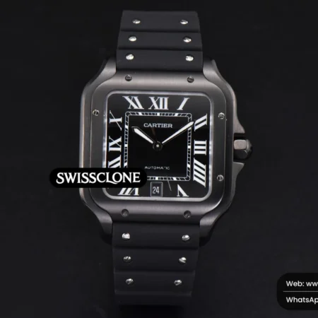 Cartier Santos Large 40mm PVD GF Black Dial Black Rubber 9015 High Resolution View