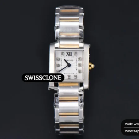 Cartier Tank Francaise Small 25.7mmx21.2mm 8848F Diamond Marker YG/SS Quartz High Resolution View