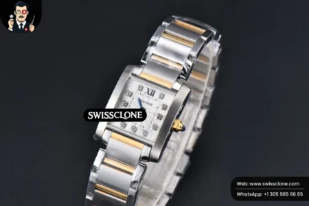 Cartier Tank Francaise Small 25.7mmx21.2mm 8848F Diamond Marker YG/SS Quartz High Resolution View