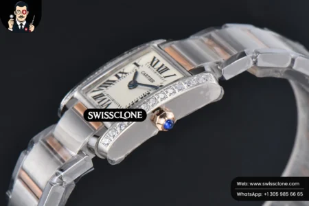 Cartier Tank Francaise Small Diamond 25.7mmx21.2mm 8848F RG/SS Quartz High Resolution View