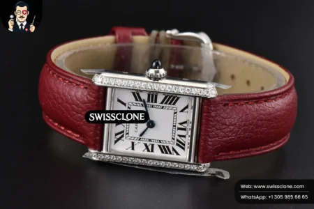 Cartier Tank Must Small 29.5×22mm Diamond K11F White Dial Red Litchi Grained Quartz High Resolution View