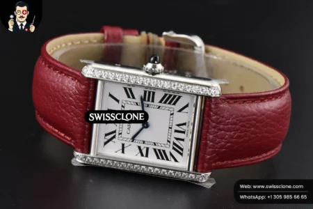 Cartier Tank Must Large 33.7×25.5mm Diamond K11F White Dial Red Litchi Grained Quartz High Resolution View