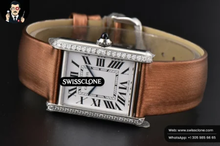 Cartier Tank Must Large 33.7×25.5mm Diamond K11F White Dial Brown Smooth Calf Quartz High Resolution View