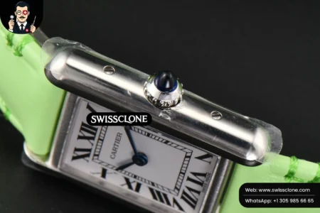 Cartier Tank Must Small 29.5×22mm K11F White Dial Green Smooth Calf Quartz High Resolution View