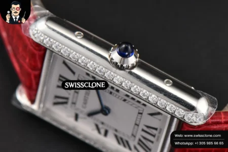 Cartier Tank Must Large 33.7×25.5mm Diamond K11F White Dial Red Croc Quartz High Resolution View