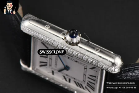 Cartier Tank Must Large 33.7×25.5mm Diamond K11F White Dial Black Litchi Grained Quartz High Resolution View