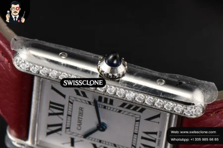 Cartier Tank Must Large 33.7×25.5mm Diamond K11F White Dial Red Litchi Grained Quartz High Resolution View