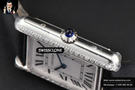 Cartier Tank Must Large 33.7×25.5mm Diamond K11F White Dial Brushed Calf Quartz High Resolution View