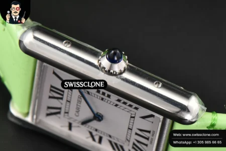 Cartier Tank Must Large 33.7×25.5mm K11F White Dial Green Smooth Calf Quartz High Resolution View