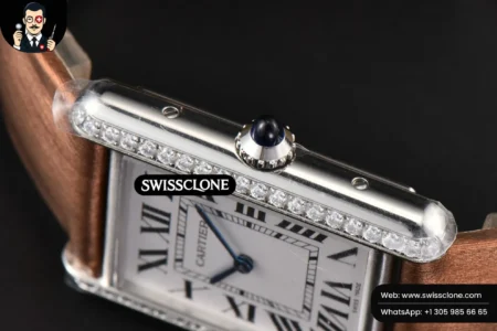 Cartier Tank Must Large 33.7×25.5mm Diamond K11F White Dial Brown Smooth Calf Quartz High Resolution View