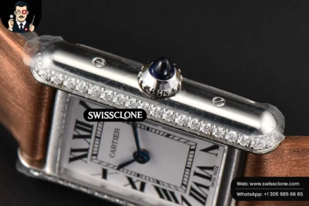 Cartier Tank Must Small 29.5×22mm Diamond K11F White Dial Brown Smooth Quartz High Resolution View