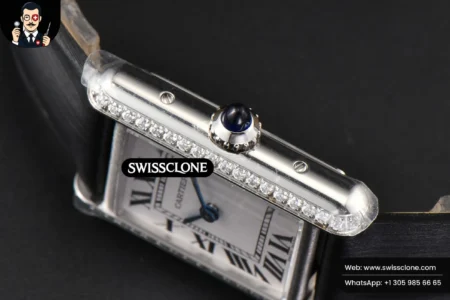 Cartier Tank Must Small 29.5×22mm Diamond K11F White Dial Black Smooth Quartz High Resolution View