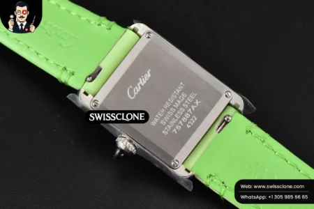Cartier Tank Must Small 29.5×22mm K11F White Dial Green Smooth Calf Quartz High Resolution View