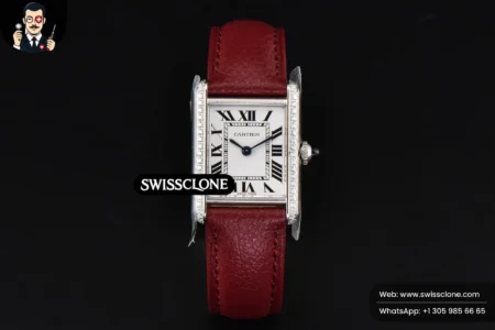 Cartier Tank Must Small 29.5×22mm Diamond K11F White Dial Red Litchi Grained Quartz High Resolution View