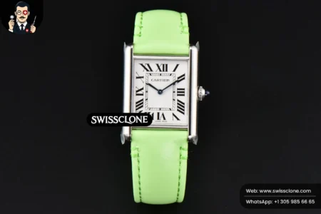Cartier Tank Must Large 33.7×25.5mm K11F White Dial Green Smooth Calf Quartz High Resolution View