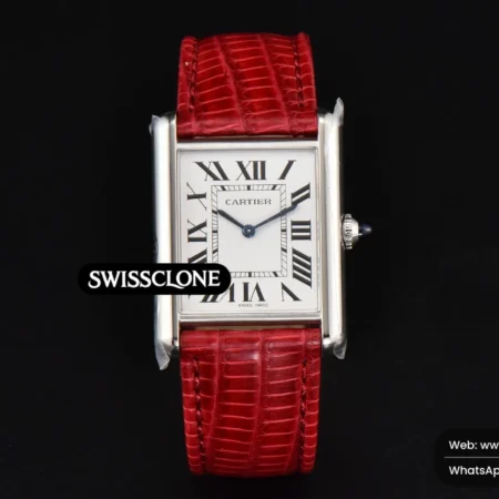 Cartier Tank Must Large 33.7×25.5mm K11F White Dial Red Croc Texture Quartz High Resolution View
