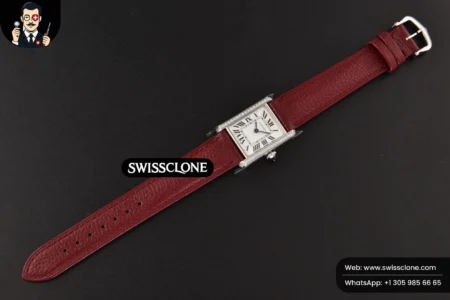 Cartier Tank Must Small 29.5×22mm Diamond K11F White Dial Red Litchi Grained Quartz High Resolution View