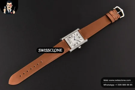 Cartier Tank Must Large 33.7×25.5mm Diamond K11F White Dial Brown Smooth Calf Quartz High Resolution View