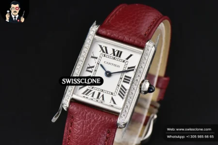 Cartier Tank Must Small 29.5×22mm Diamond K11F White Dial Red Litchi Grained Quartz High Resolution View