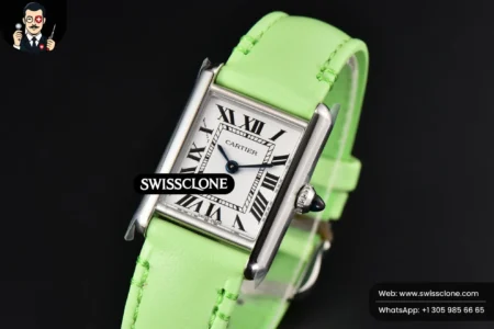 Cartier Tank Must Small 29.5×22mm K11F White Dial Green Smooth Calf Quartz High Resolution View