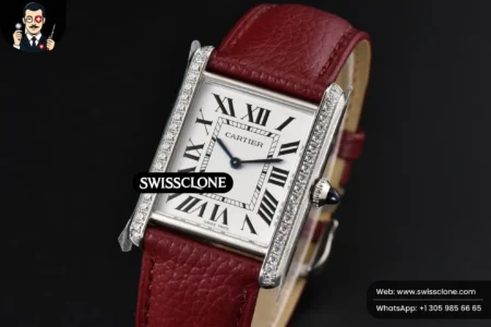 Cartier Tank Must Large 33.7×25.5mm Diamond K11F White Dial Red Litchi Grained Quartz High Resolution View