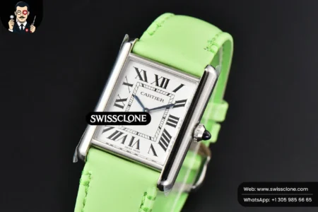 Cartier Tank Must Large 33.7×25.5mm K11F White Dial Green Smooth Calf Quartz High Resolution View