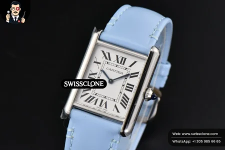 Cartier Tank Must Large 33.7×25.5mm K11F White Dial Blue Smooth Calf Quartz High Resolution View