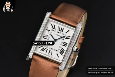 Cartier Tank Must Large 33.7×25.5mm Diamond K11F White Dial Brown Smooth Calf Quartz High Resolution View