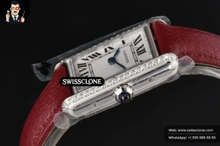 Cartier Tank Must Small 29.5×22mm Diamond K11F White Dial Red Litchi Grained Quartz High Resolution View