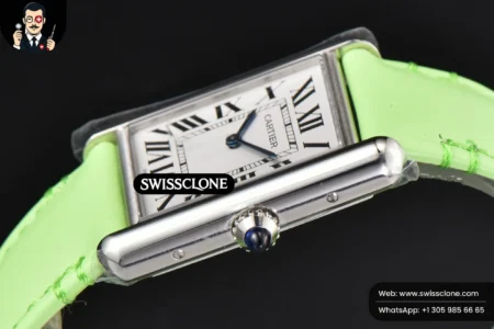 Cartier Tank Must Large 33.7×25.5mm K11F White Dial Green Smooth Calf Quartz High Resolution View