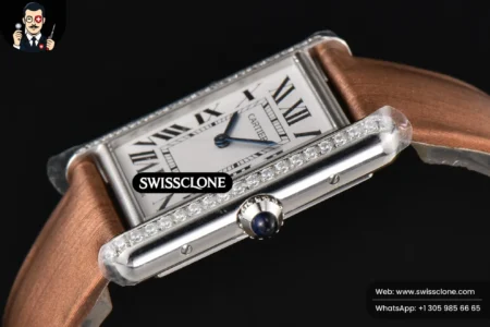 Cartier Tank Must Large 33.7×25.5mm Diamond K11F White Dial Brown Smooth Calf Quartz High Resolution View