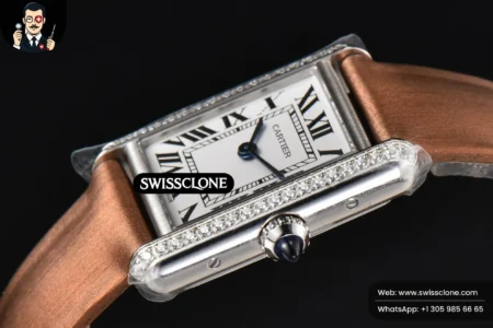 Cartier Tank Must Small 29.5×22mm Diamond K11F White Dial Brown Smooth Quartz High Resolution View