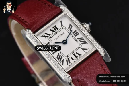 Cartier Tank Must Small 29.5×22mm Diamond K11F White Dial Red Litchi Grained Quartz High Resolution View