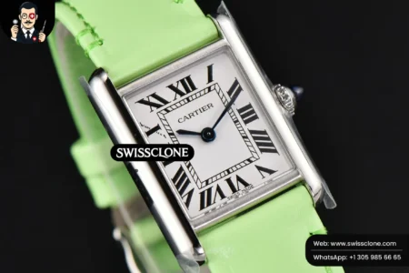 Cartier Tank Must Small 29.5×22mm K11F White Dial Green Smooth Calf Quartz High Resolution View