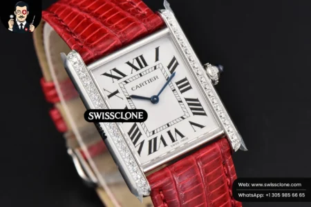 Cartier Tank Must Large 33.7×25.5mm Diamond K11F White Dial Red Croc Quartz High Resolution View