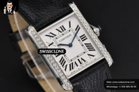 Cartier Tank Must Large 33.7×25.5mm Diamond K11F White Dial Black Litchi Grained Quartz High Resolution View